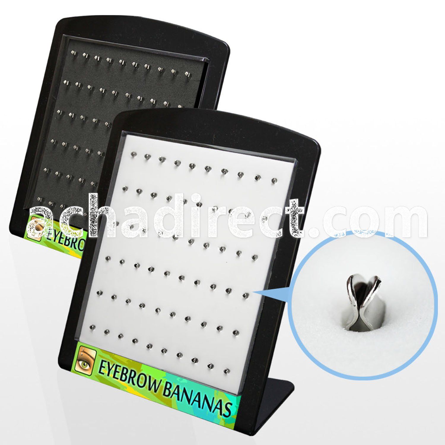 brey1 display w black white foam clips for eyebrow banana