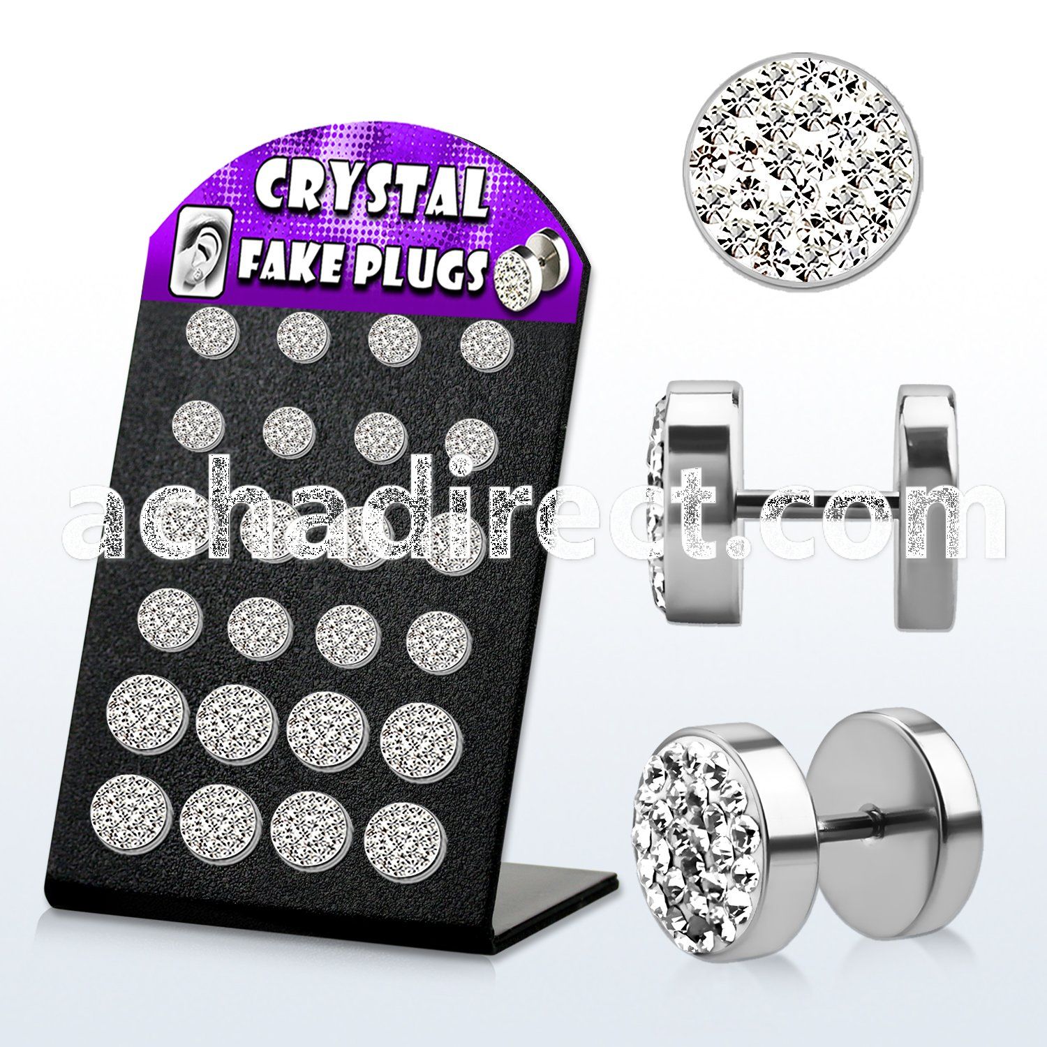 bripf5 fake steel plug with ferido glued clear multi crystal