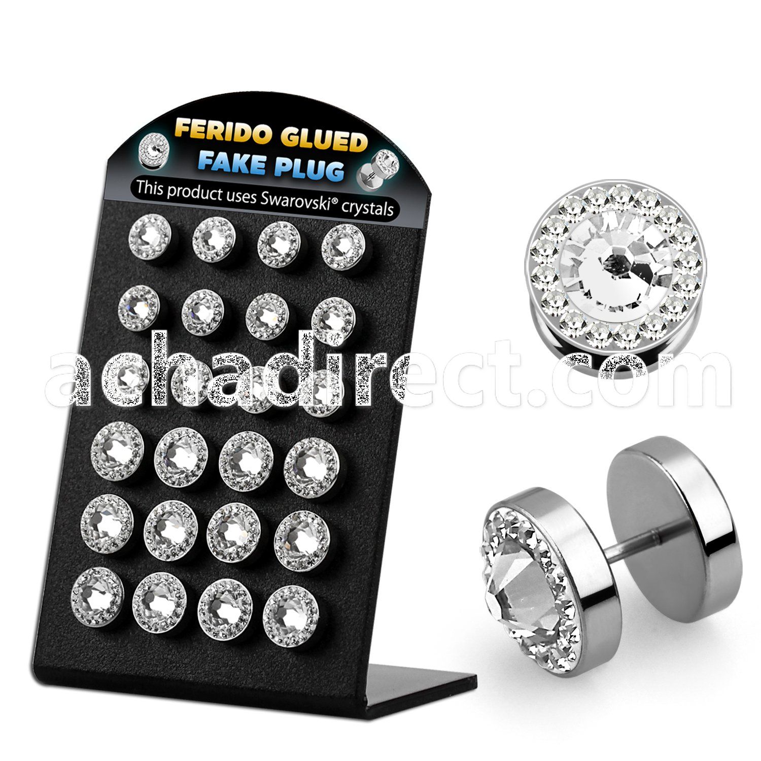 bripf6 board of steel fake plugs w ferido swarovski crystals
