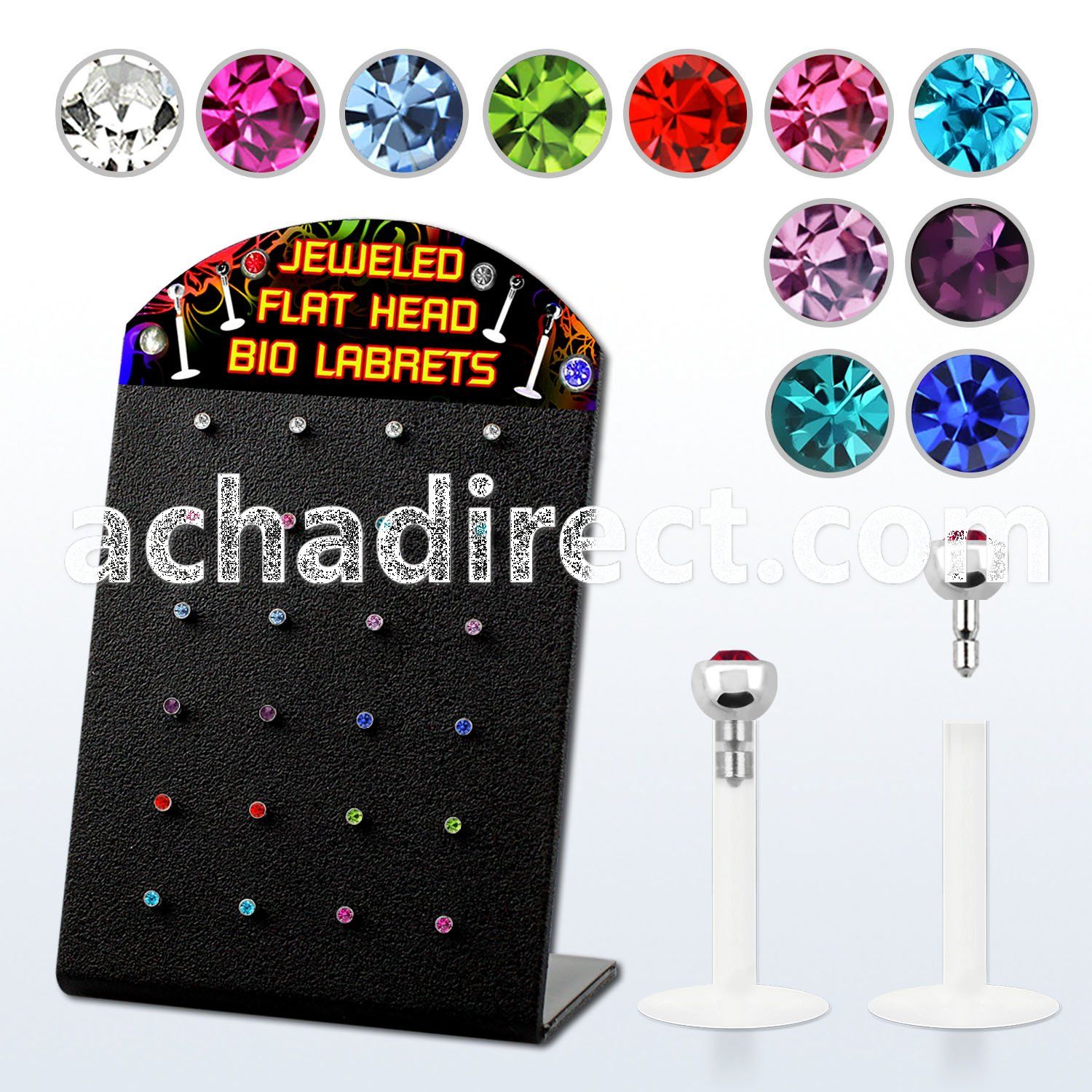 brlbim bioflex labret w push in 2 5mm flat crystal head