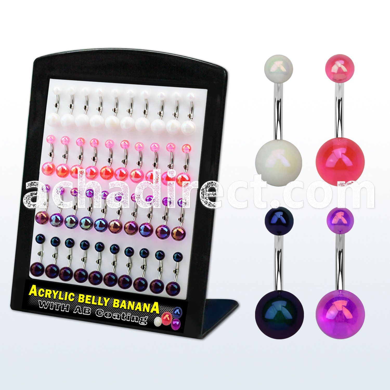 brmix29 display w 40 pcs of ab coated acrylic belly bananas