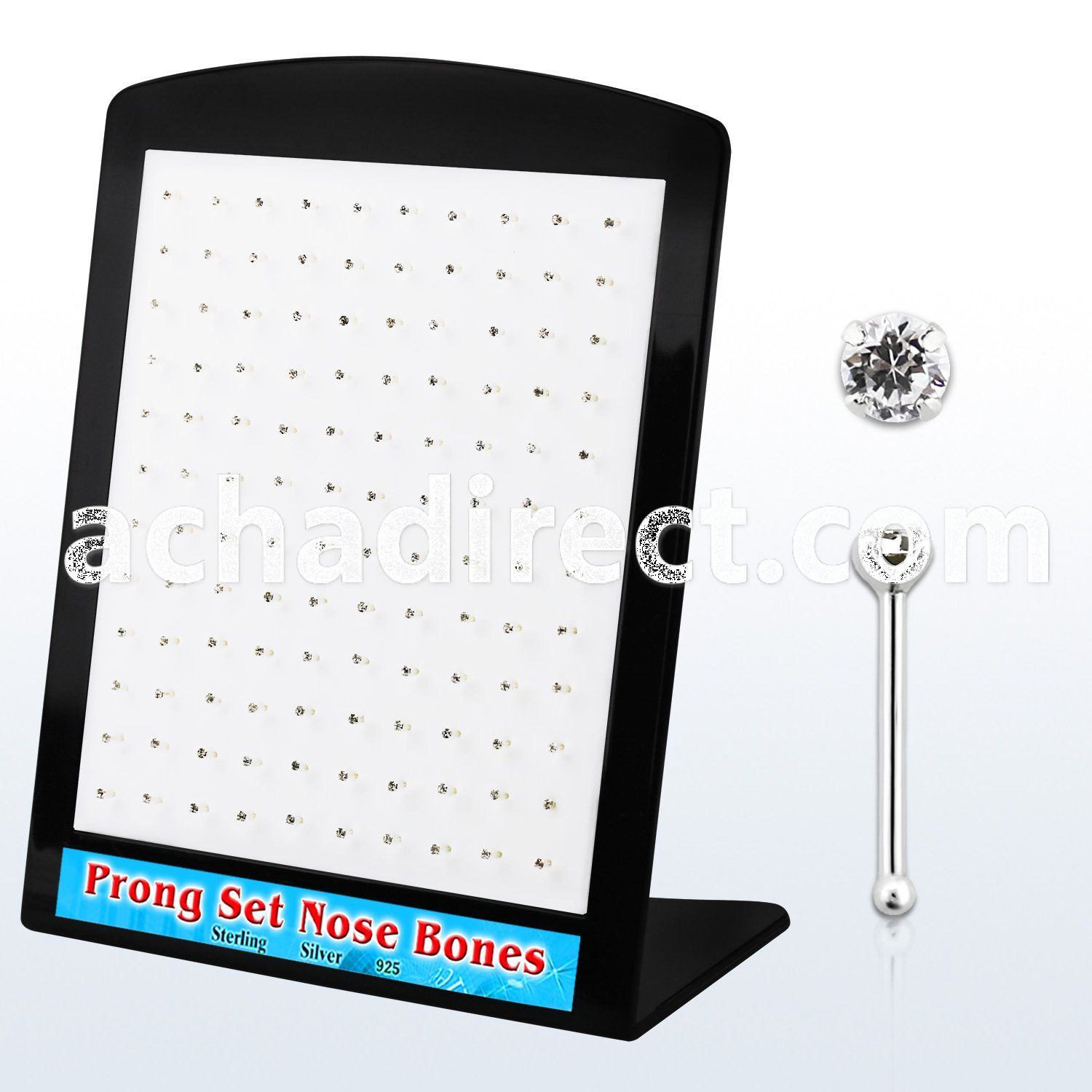 brnbpc silver nose bone with round prong set clear crystal top