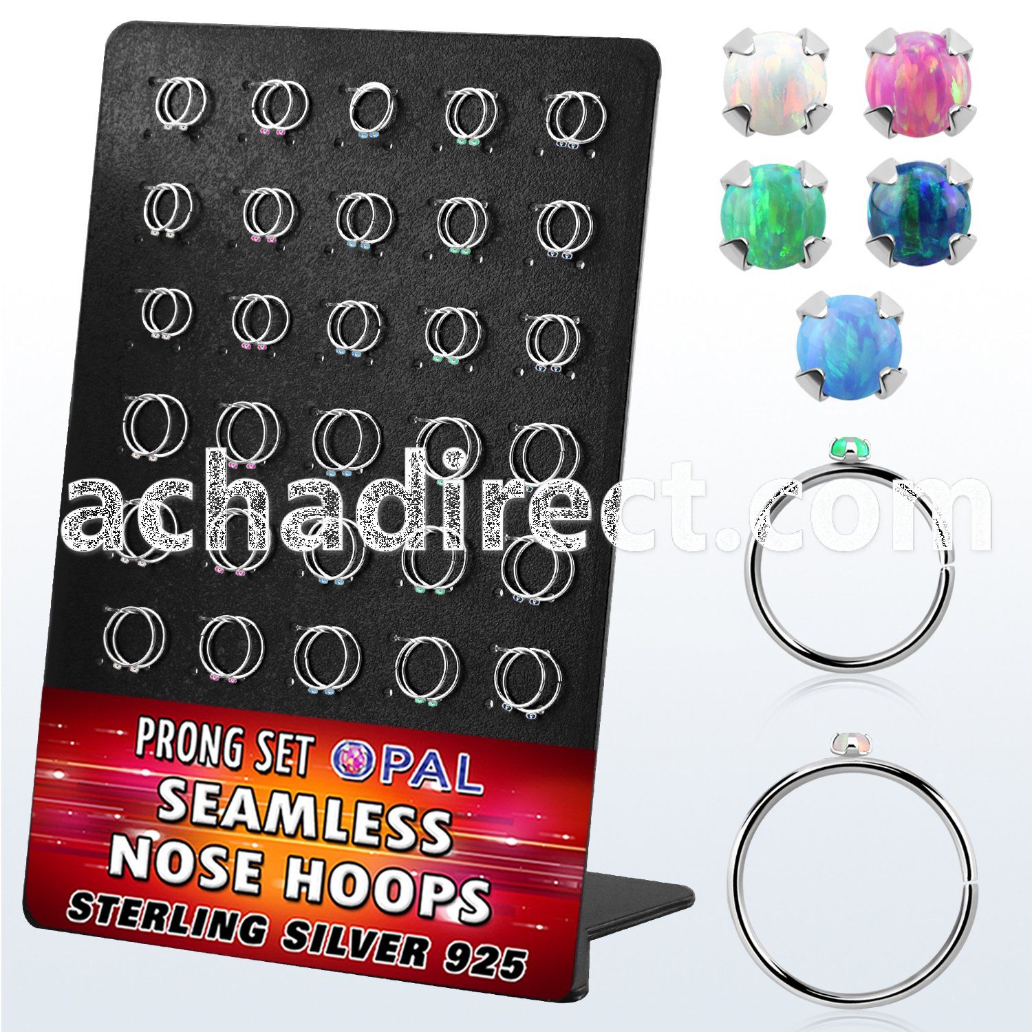 brnhm31 board 60 silver seamless nose hoop 1.5mm synthetic opal