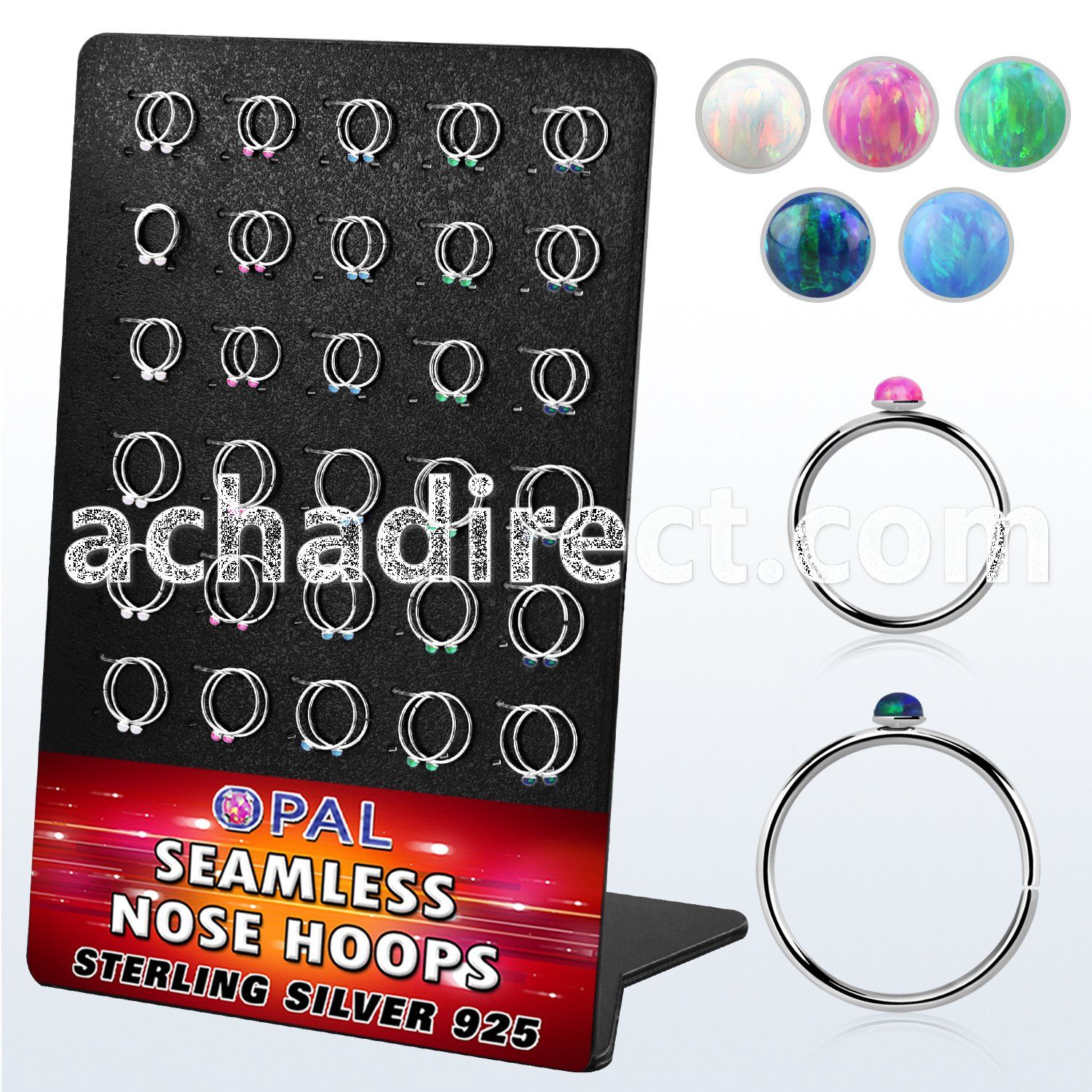 brnhm33 board 60 silver seamless nose hoop 1.5mm synthetic opals