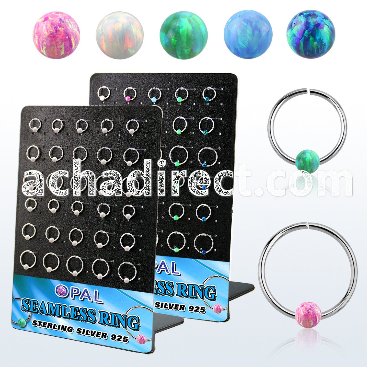 brnhm42 board w 30 925 silver seamless ring 20g w 3mm opal