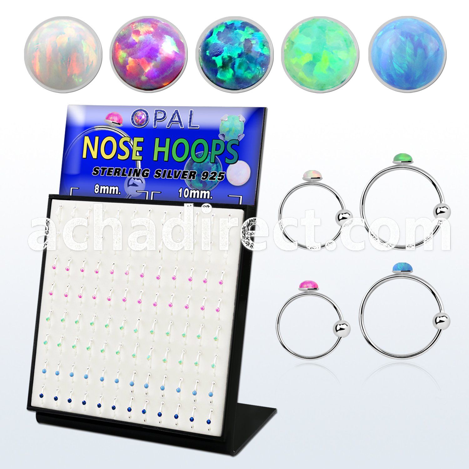 brnhmx25 board w silver nose hoop w ball 2m synthetic opal top