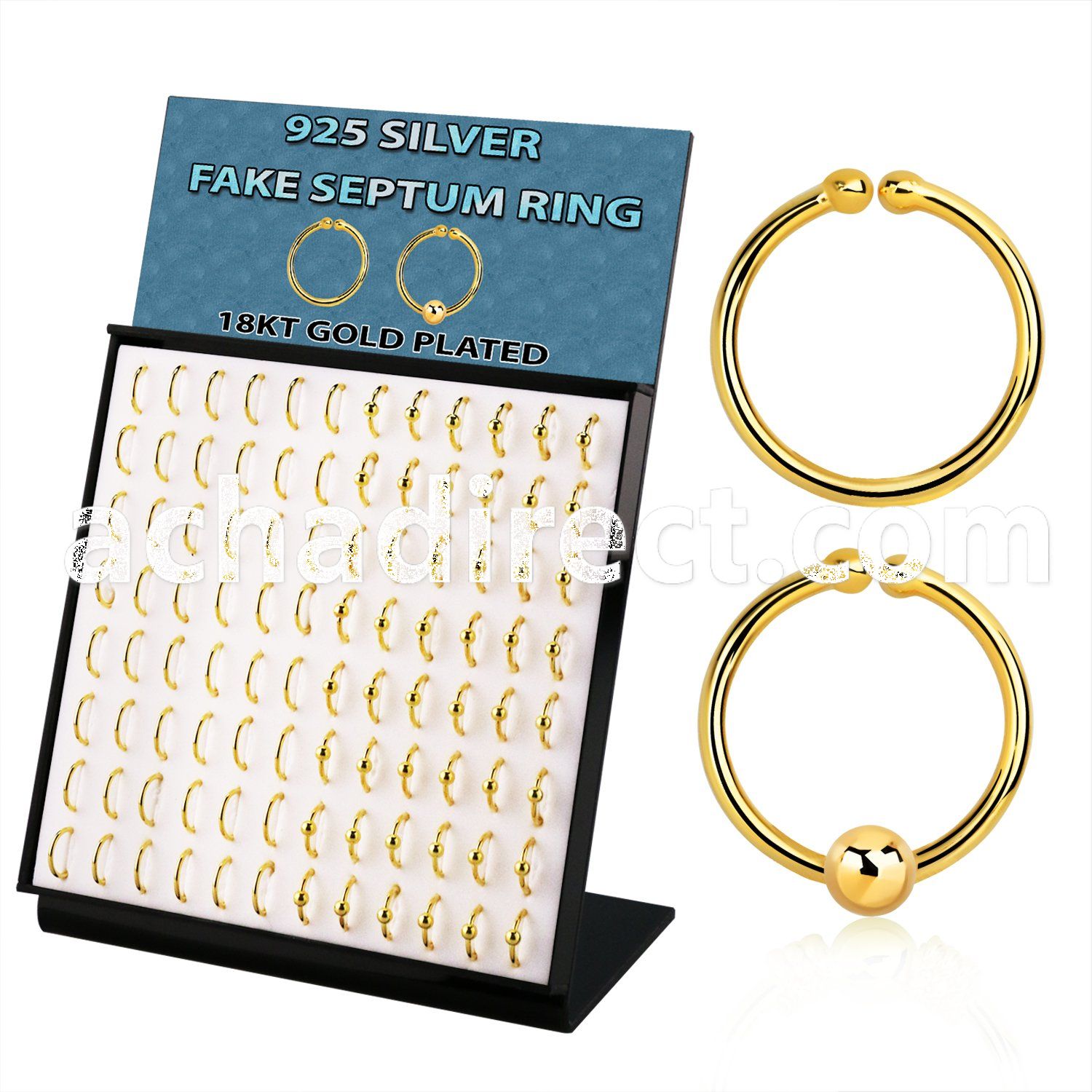 brnhmx31 board w silver fake septum rings w 18k gold plating