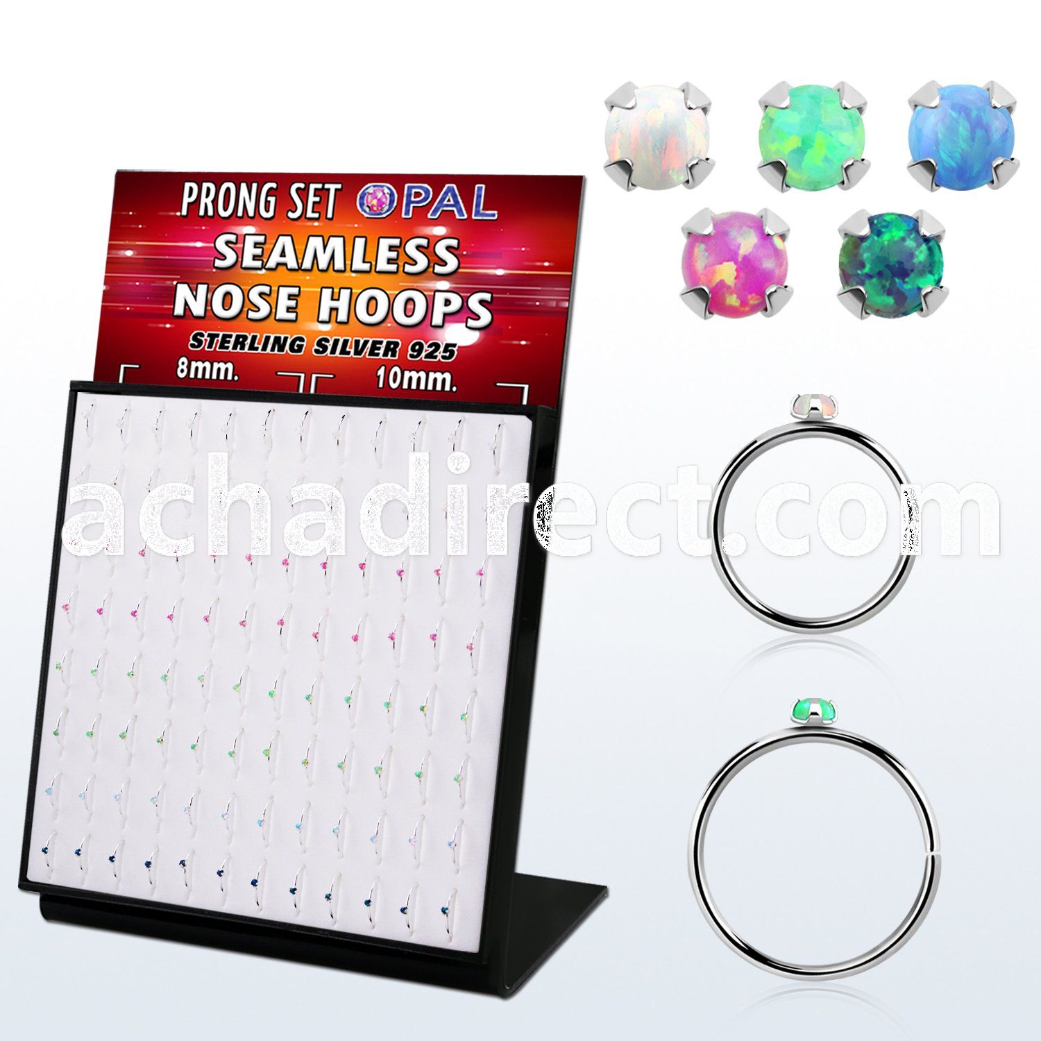 brnhmx37 board 96 silver seamless nose hoop 1.5mm synthetic opal