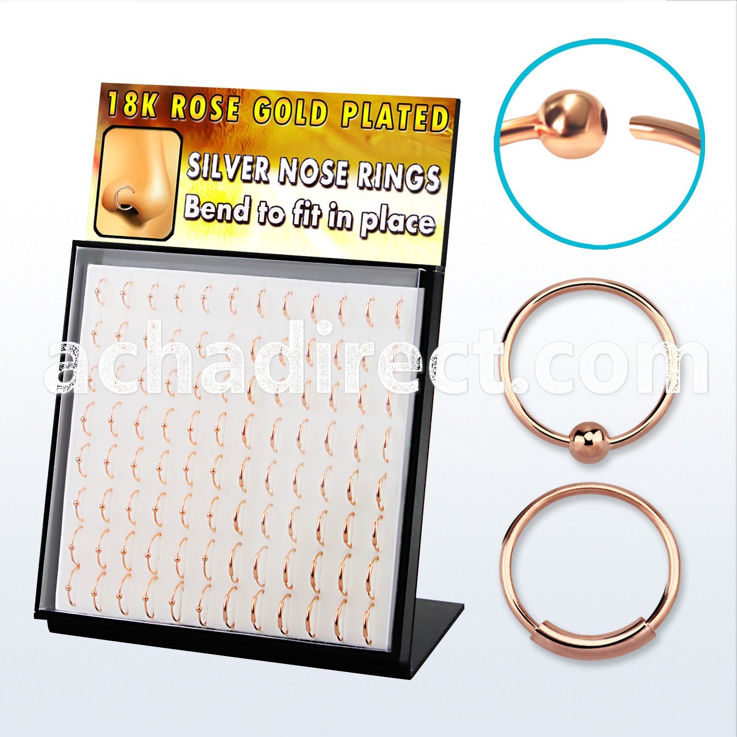 brnhmx8 rose gold silver hoop nose rings w ball endless hoops