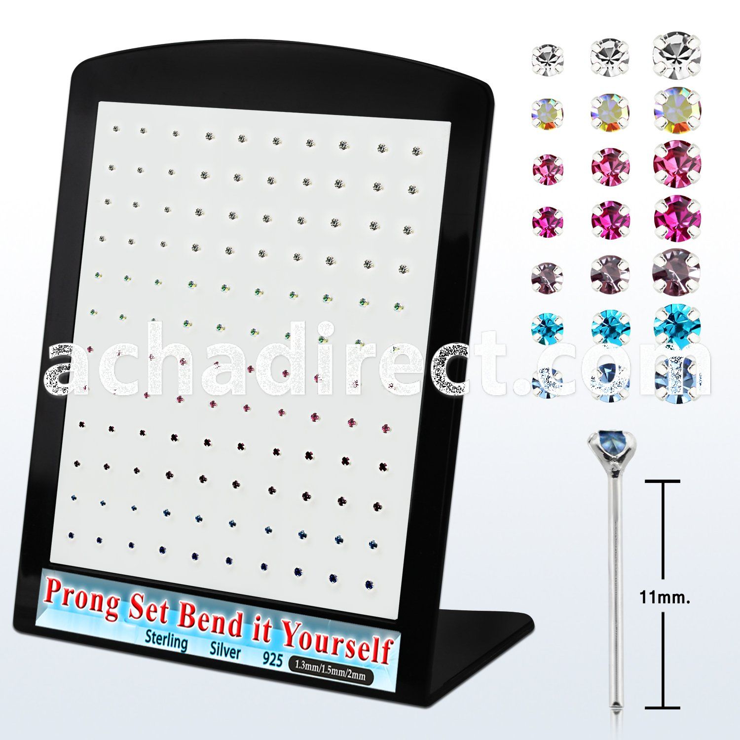 brnypmm7 board w unbend stud w prong set mix crystal