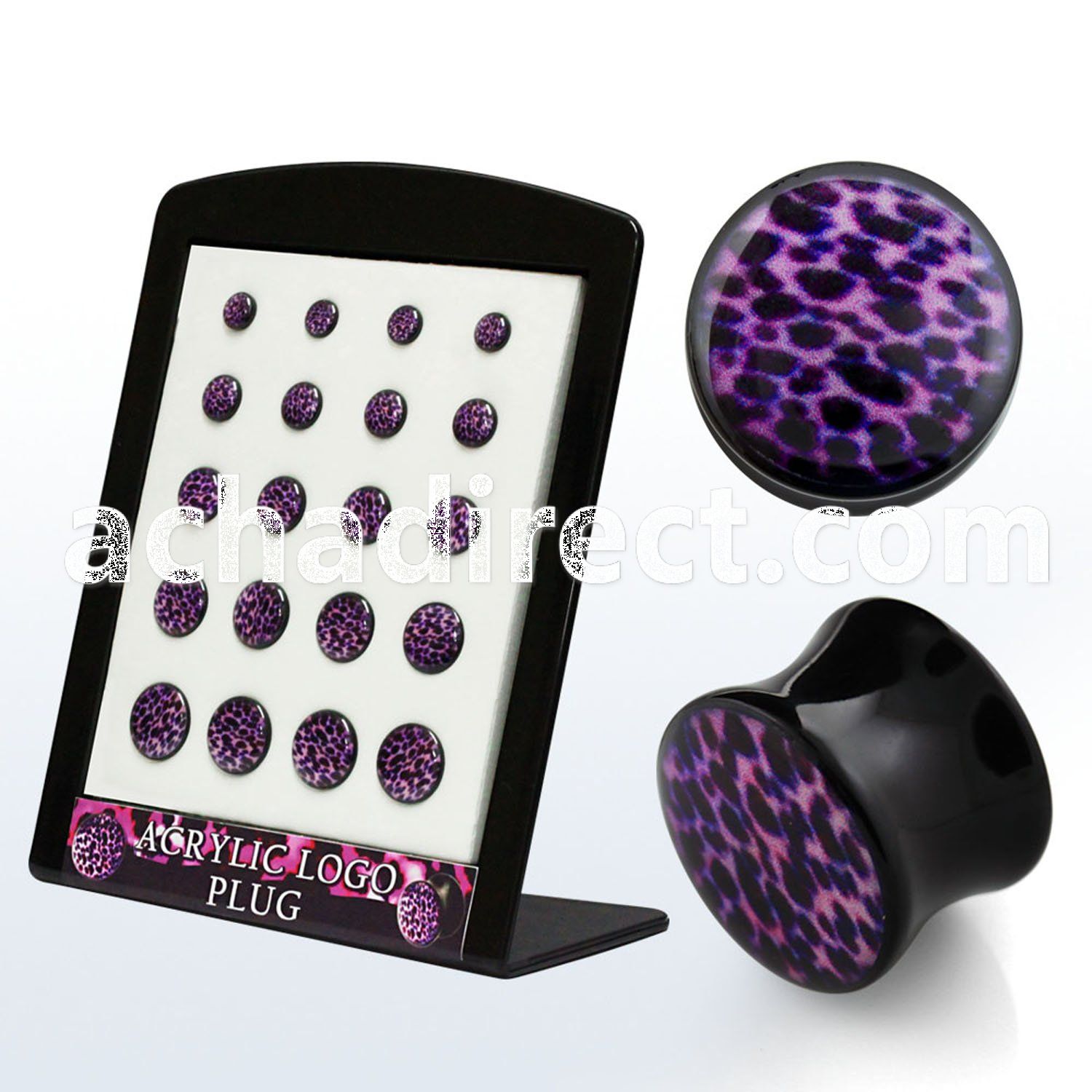 brpg118 board w acrylic double flared plug with purple leopard