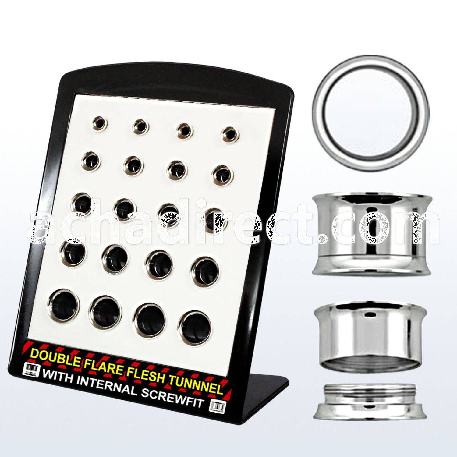 brpg149c board w 316l double flared flesh tunnel w screw fit