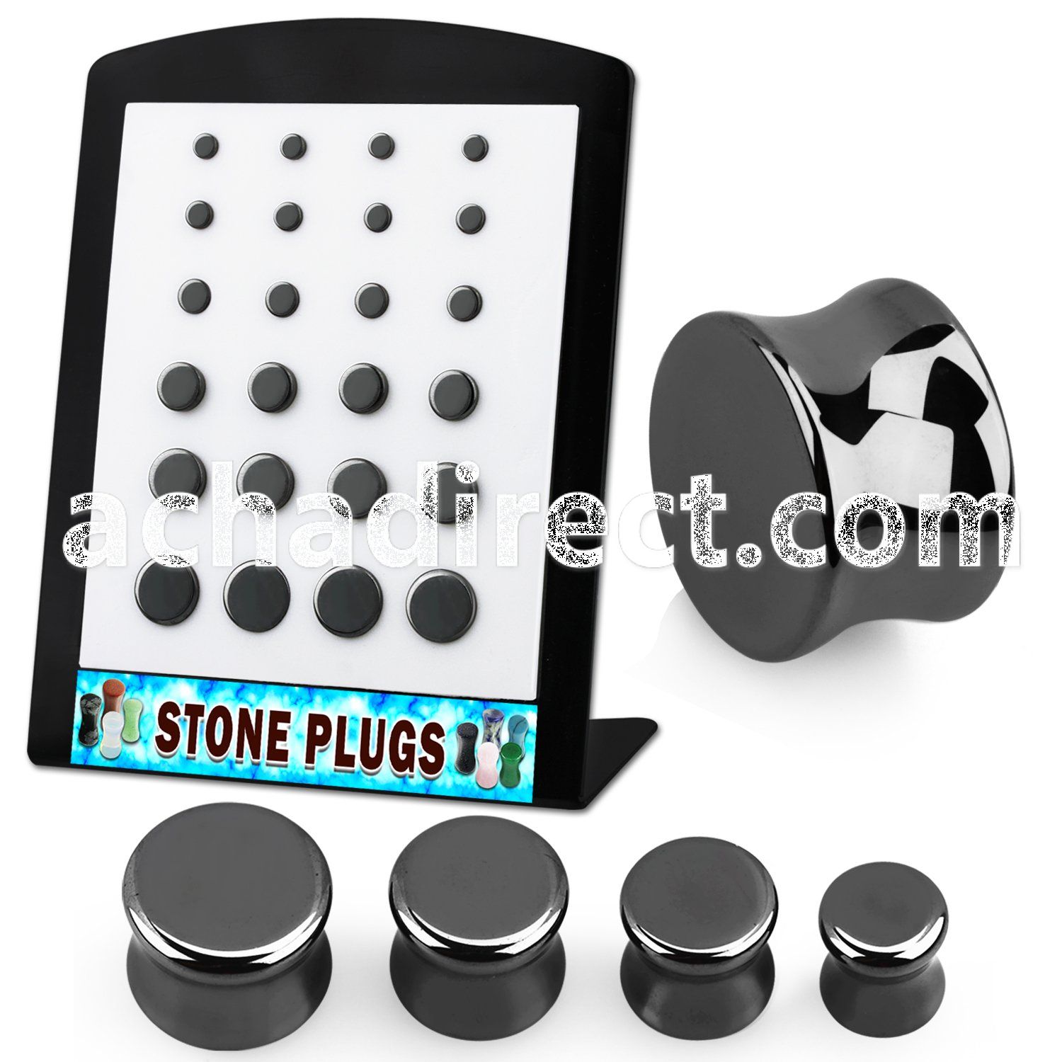 brpg160 board with 24 pcs of double flared hematite stone plug
