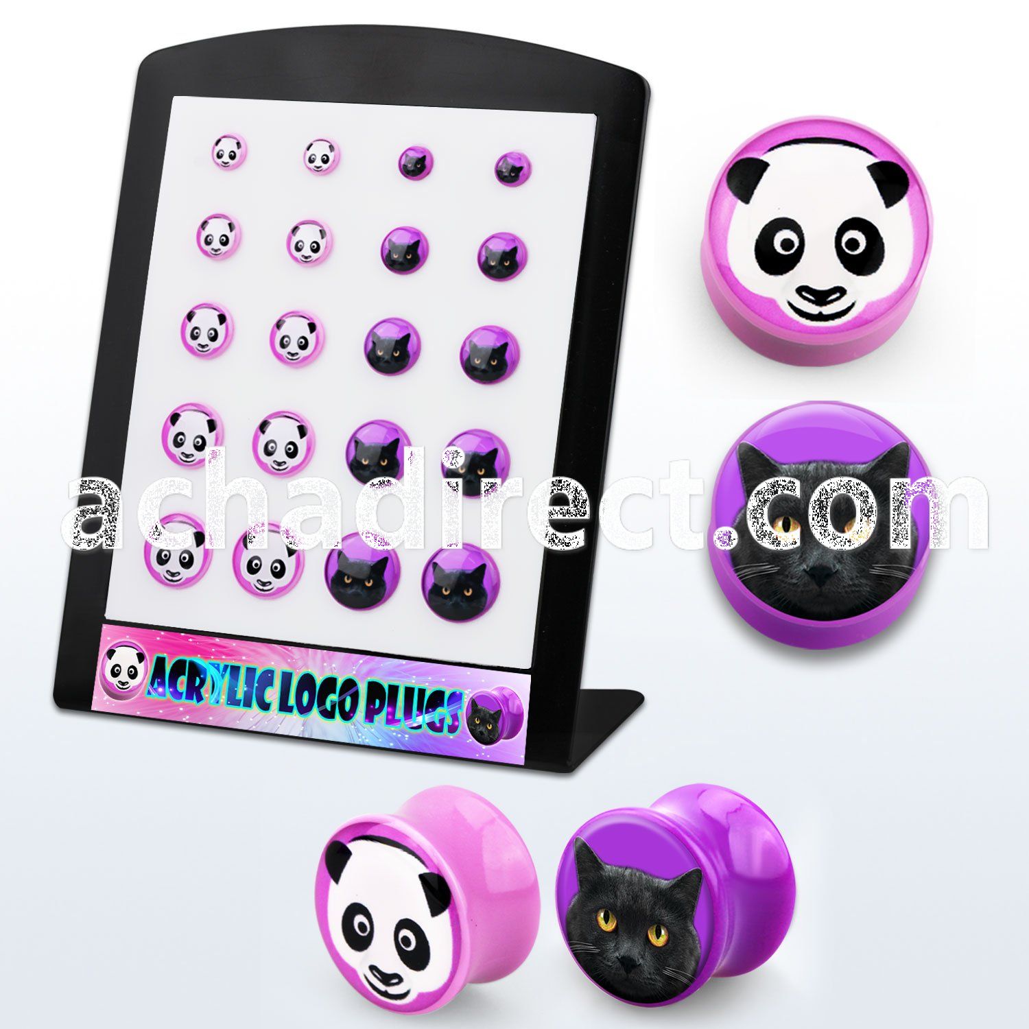 brpg167 board of acrylic double flared plug with cat panda logo