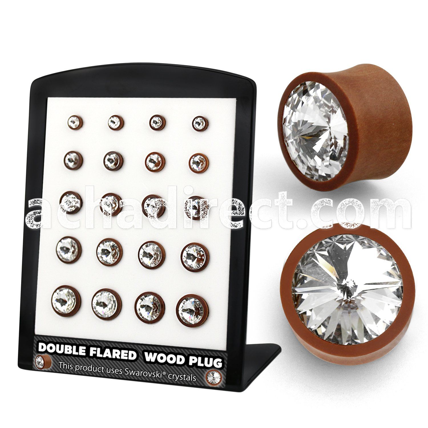 brpg188 board w sawo wood plug w giant swarovski crystal center