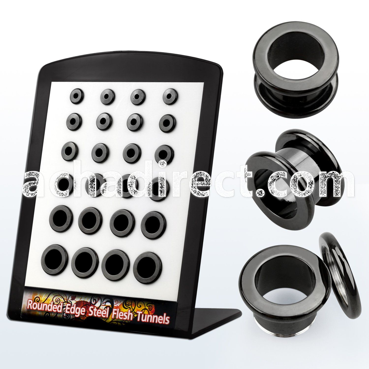 brpg18 board of anodized rounded steel screwfit flesh tunnel