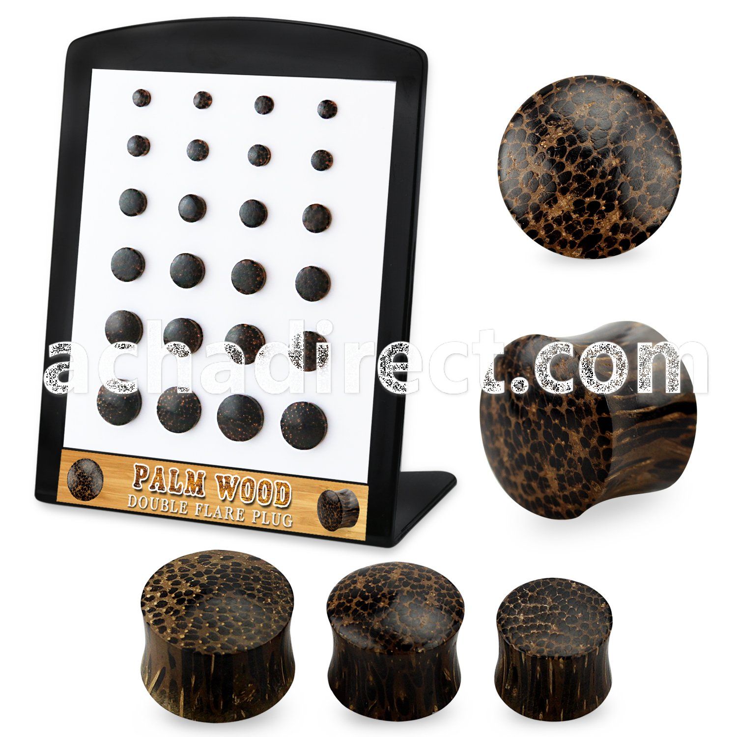 brpg220 palm wood double flare plugs 24pcs