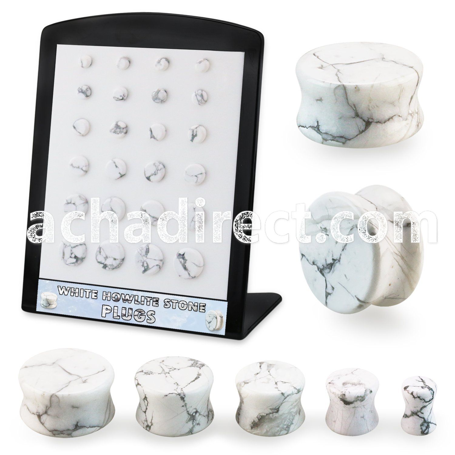 brpg221 white howlite stone double flare plugs 24pcs