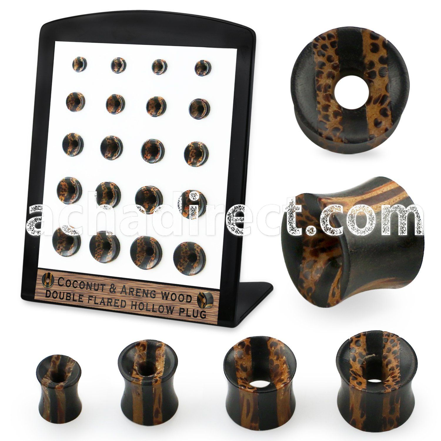 brpg224 coconut areng wood double flare flesh tunnels 20pcs