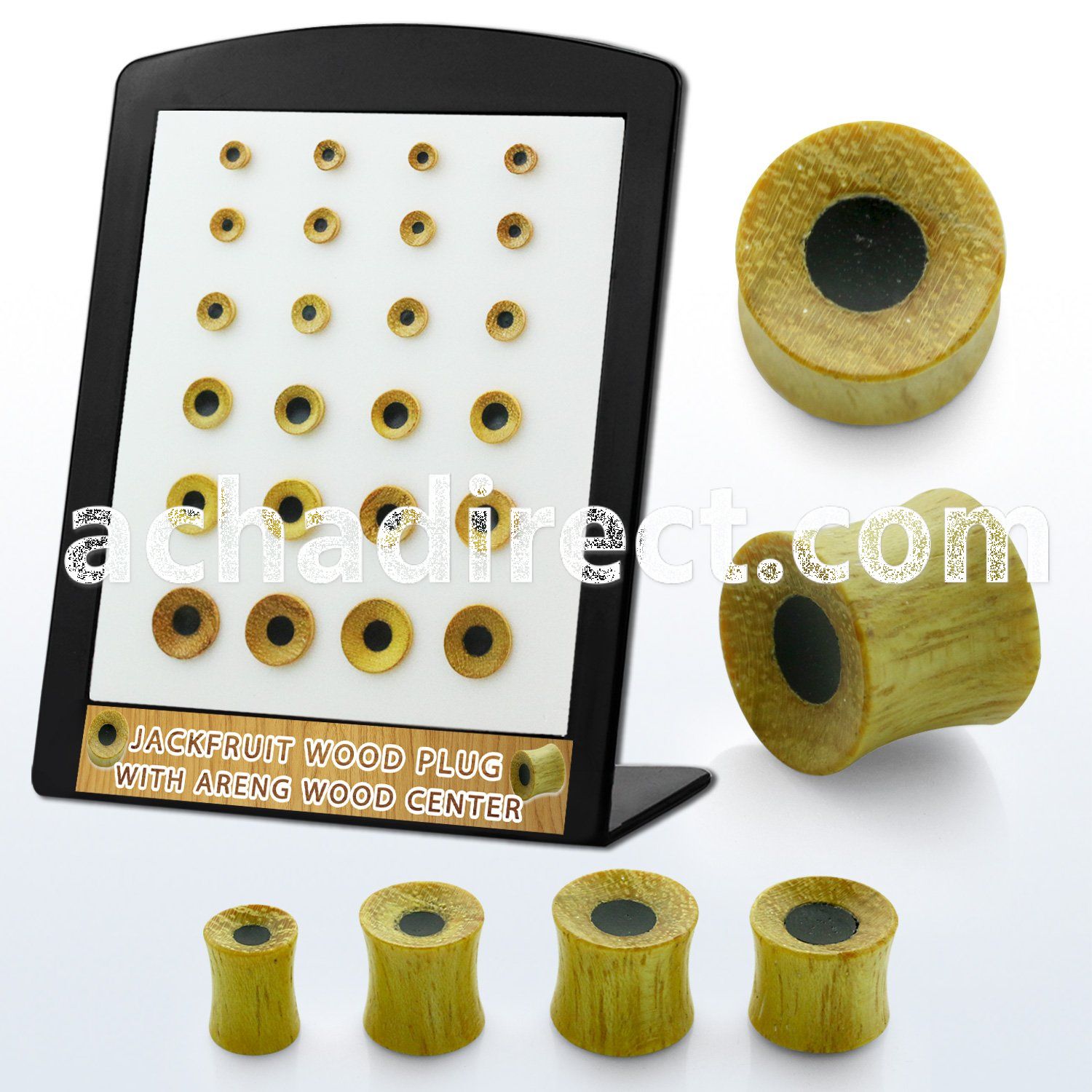 brpjwac display w concave jack fruit wood plug w black centre