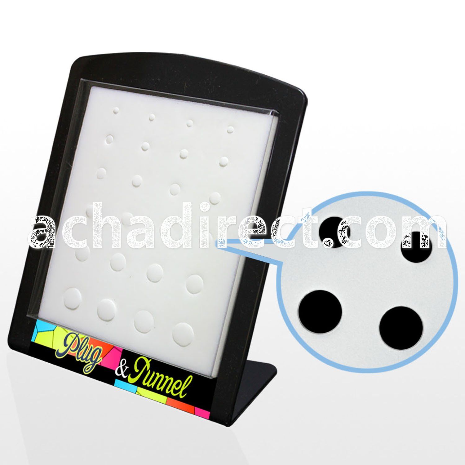 brpu2 empty display for plug with white foam 3 10mm holes