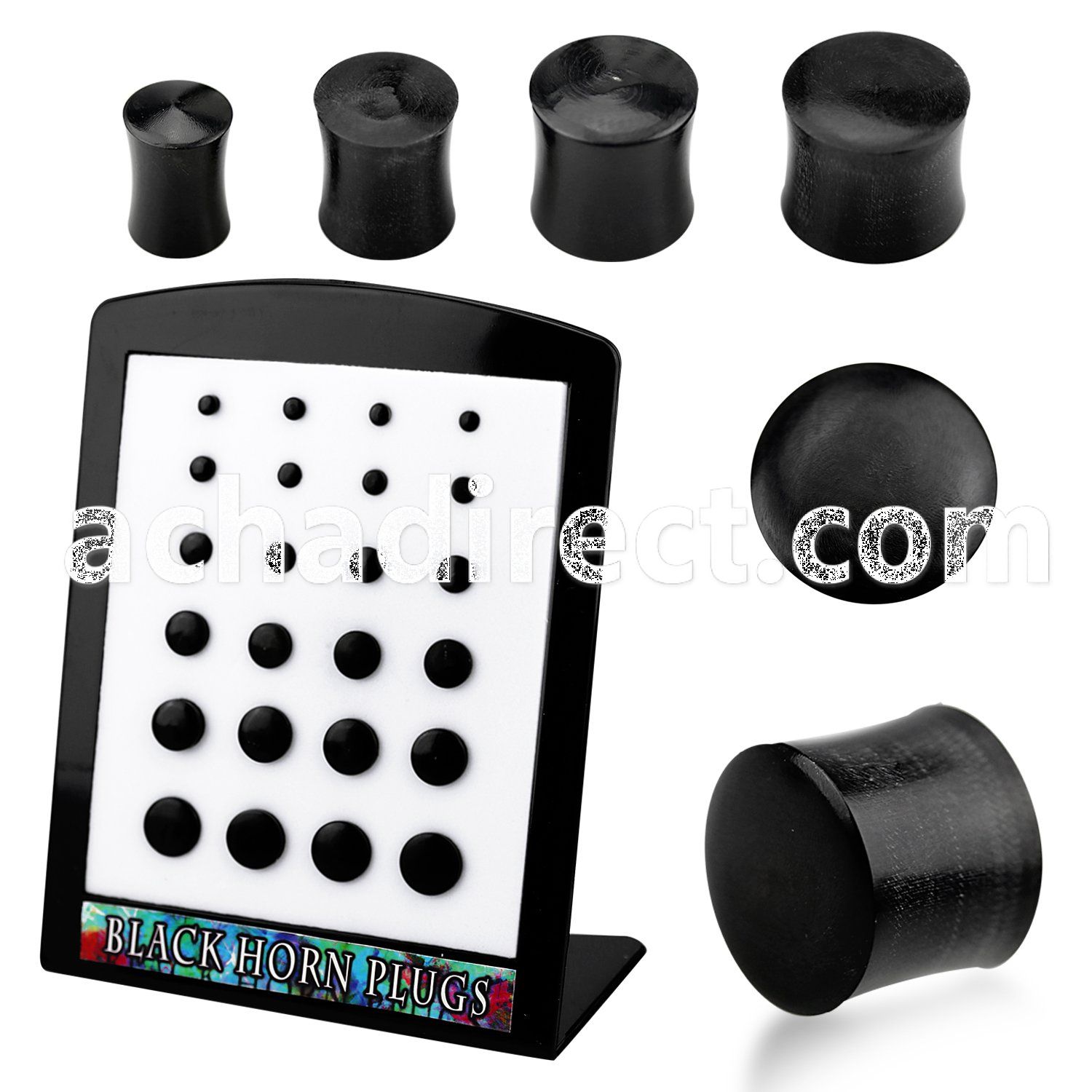 brpwk display with 24 pcs of horn double flared black plug