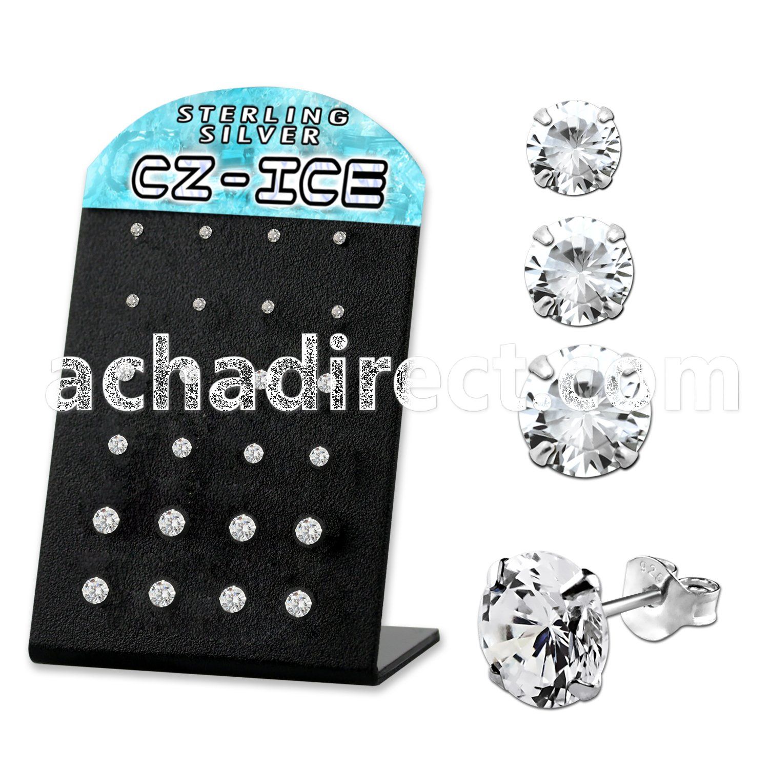 brsczs sterling silver ear stud w small round clear prong cz