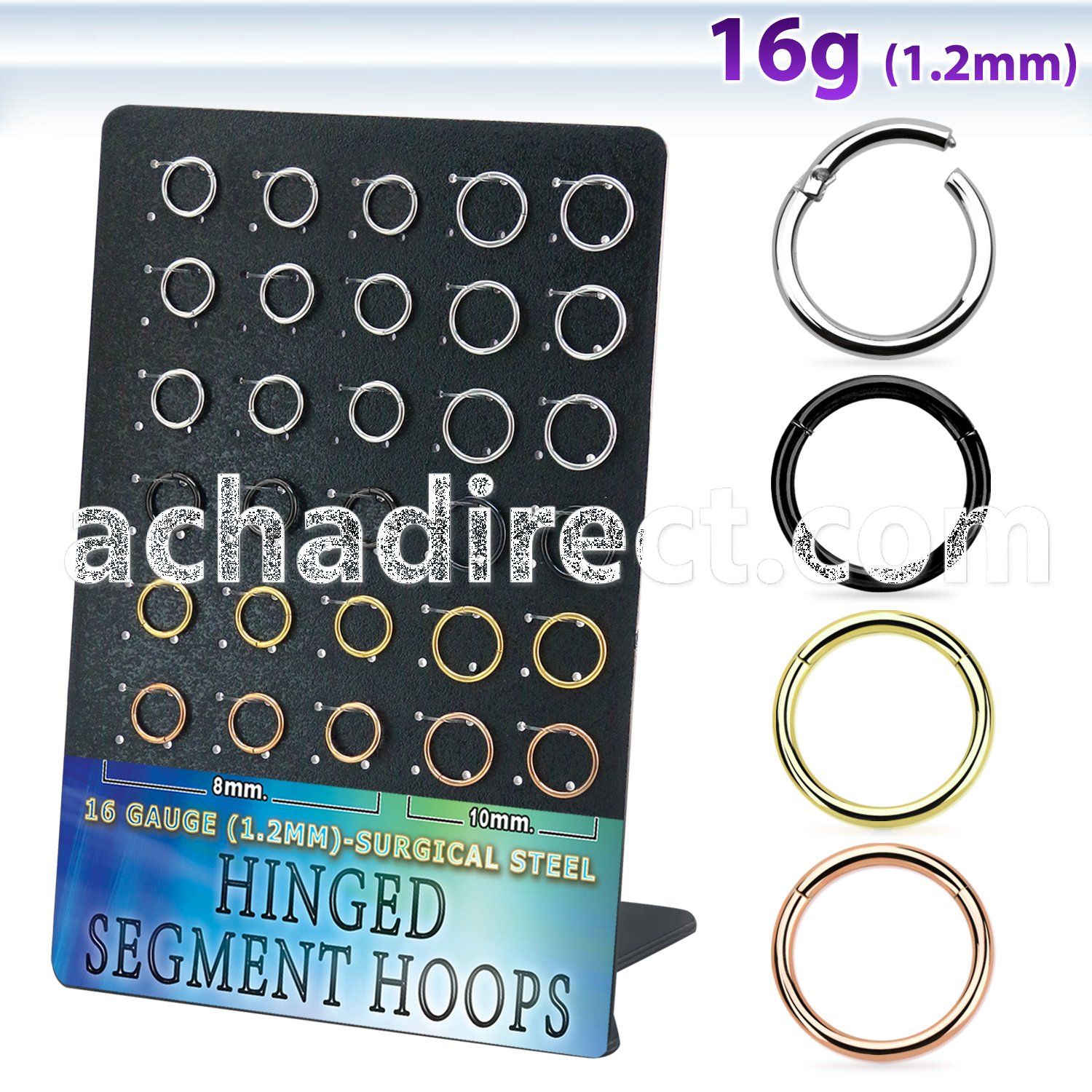 brsegh25 pvd plated 316l steel hinged segment rings 30pcs