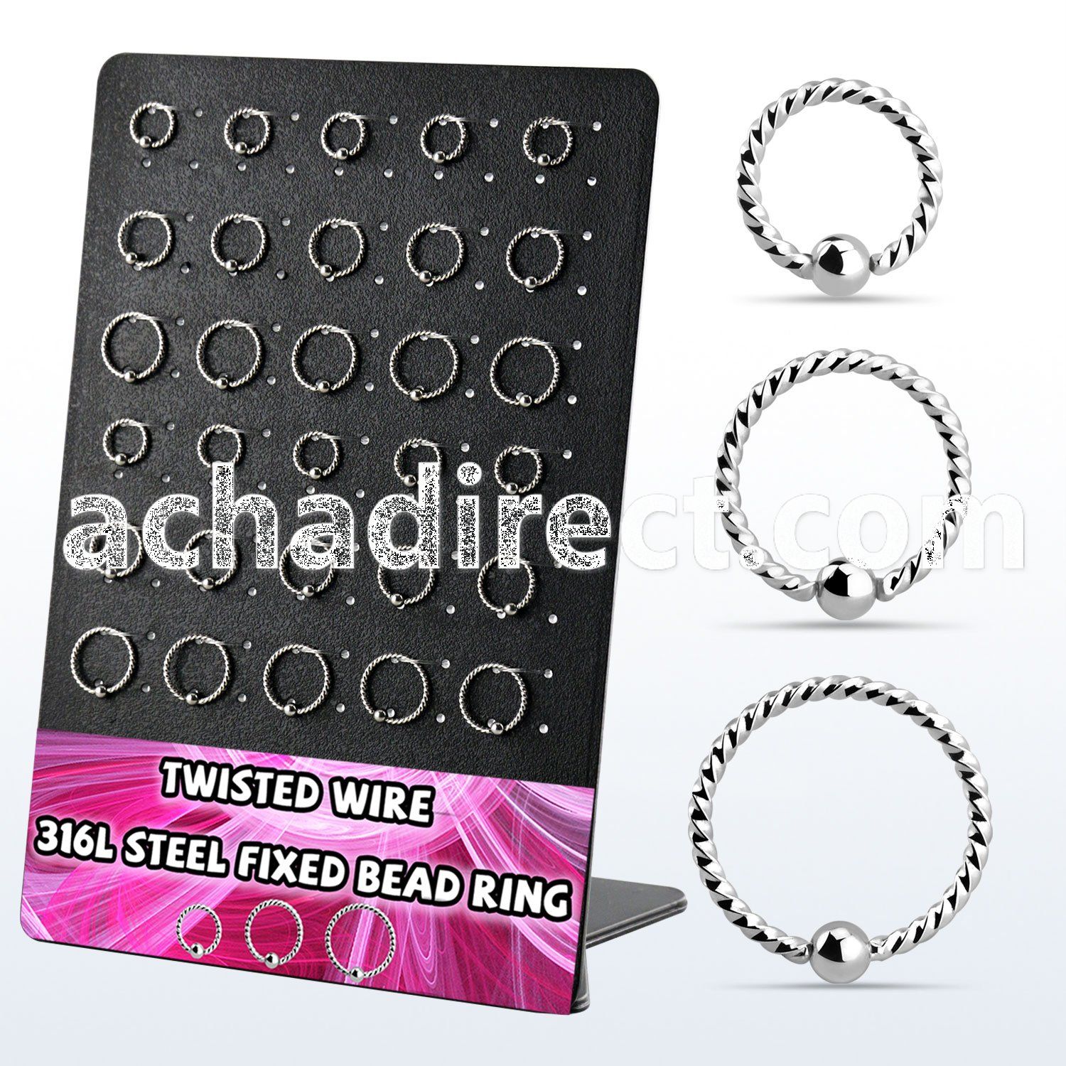 brsel14 board w 30 steel fixed bead ring w twisted wire design