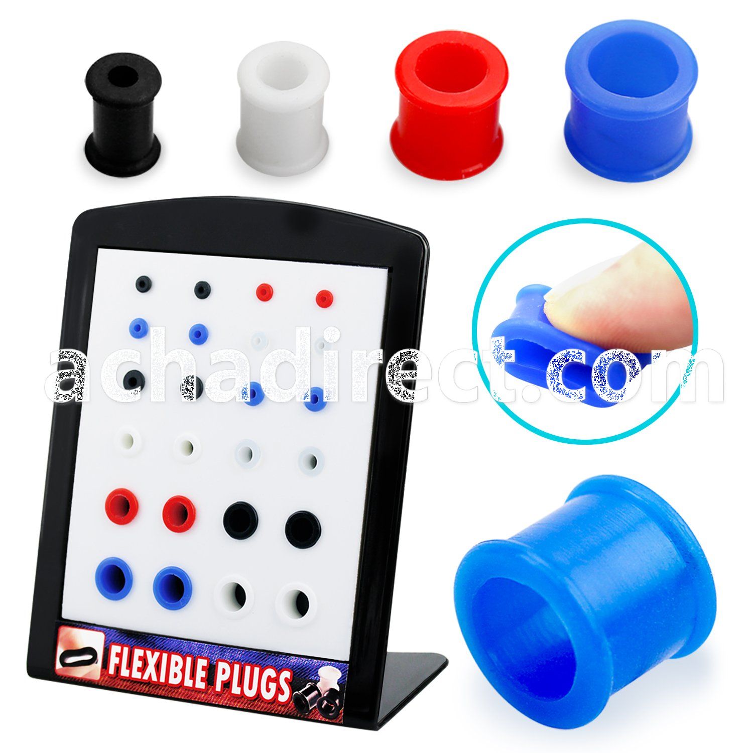 brsi display with 24 pcs of 3 10mm silicon flesh tunnels