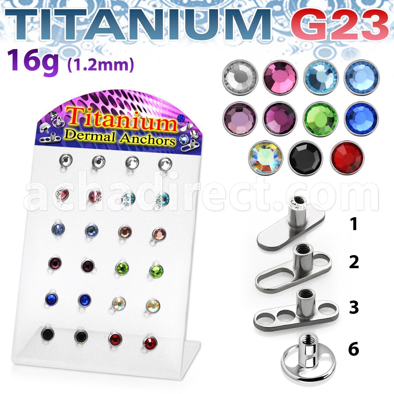 brtsa4 titanium g23 dermal anchor w titanium g23 crystal top