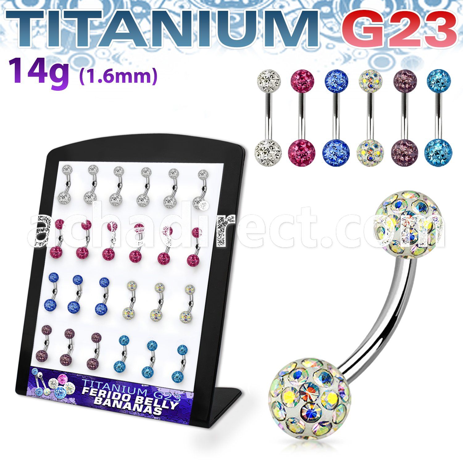 brubn5 titanium g23 belly banana w resined ferido crystal ball