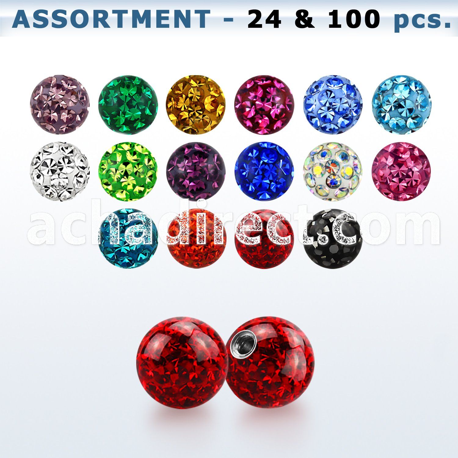 bulk w 4mm multi crystal ball 18g resin cover