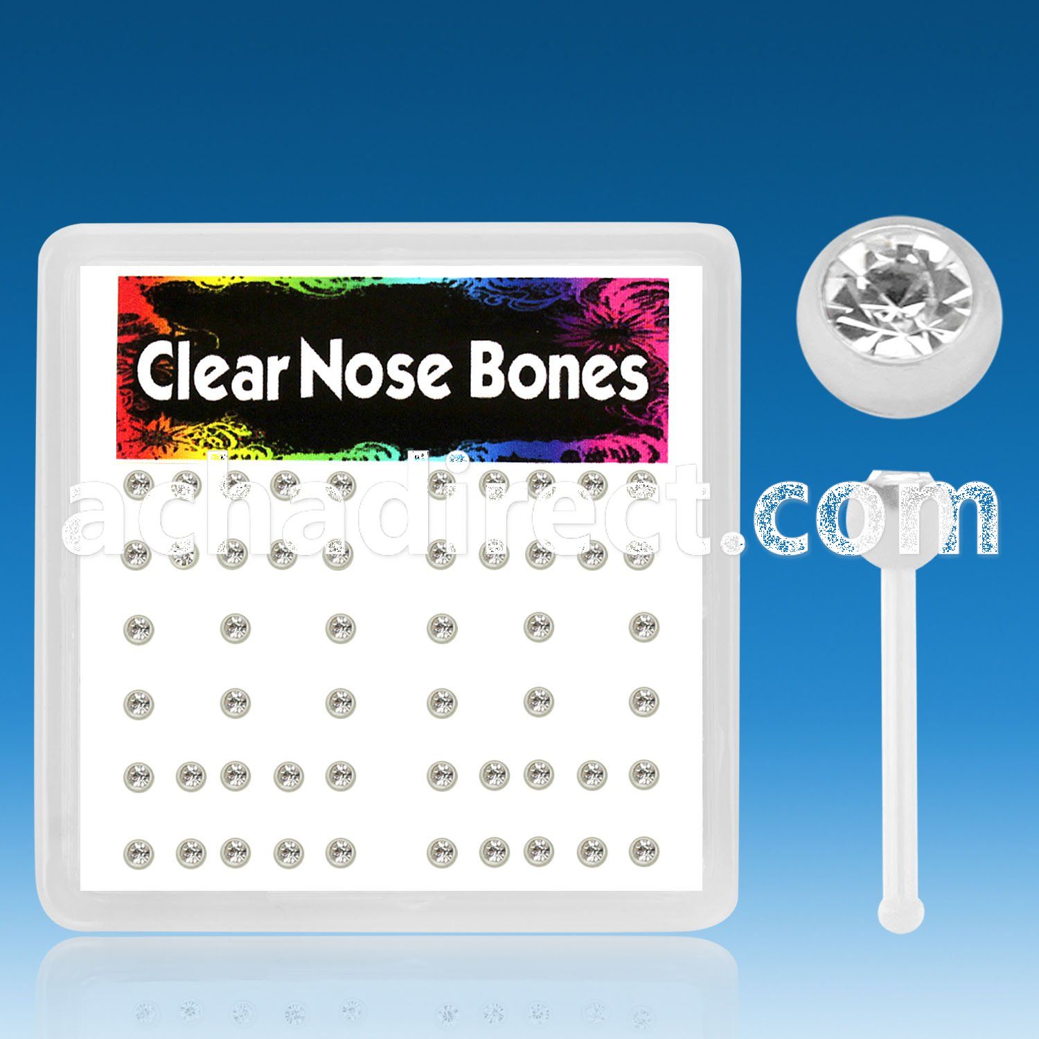 bxa18 acrylic nose bone with round clear crystal top