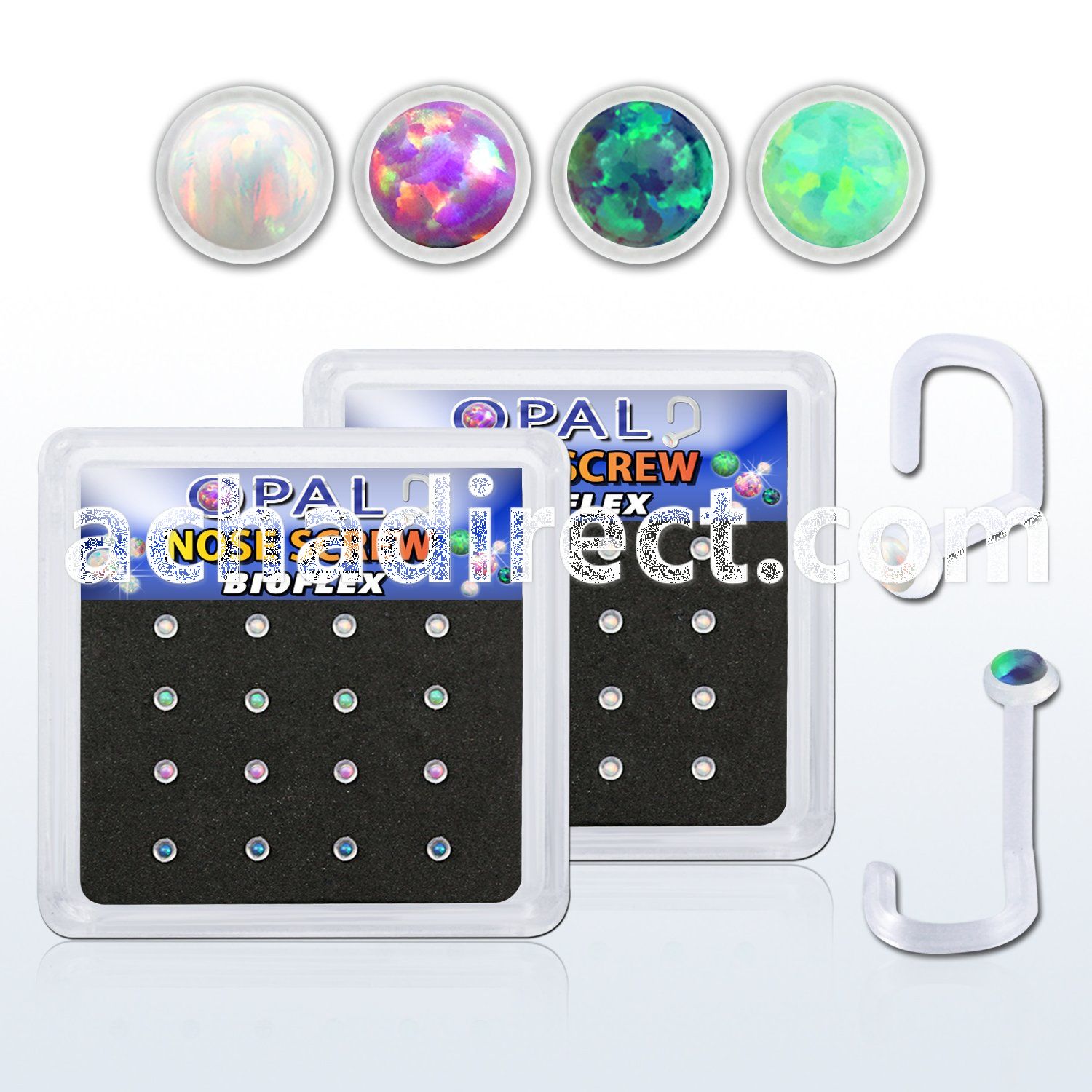 bxbinswo box w bio flex nose screws w 1.5mm synthetic opal tops