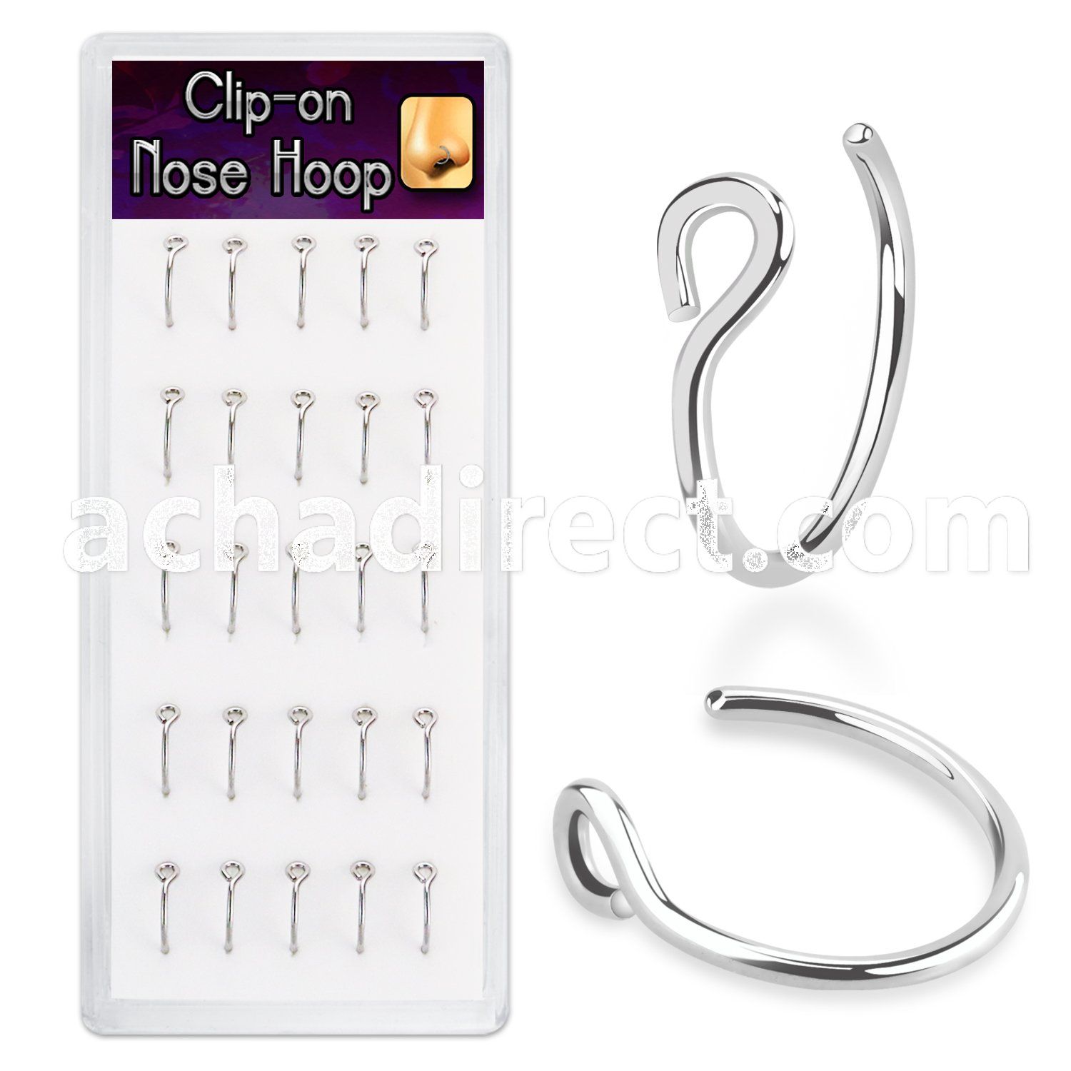 bxcln12 316l steel non piercing clipon nose ring display