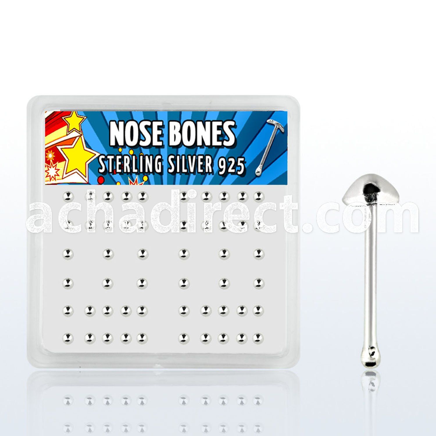 bxvcn display of silver nose bone with plain cone shaped top