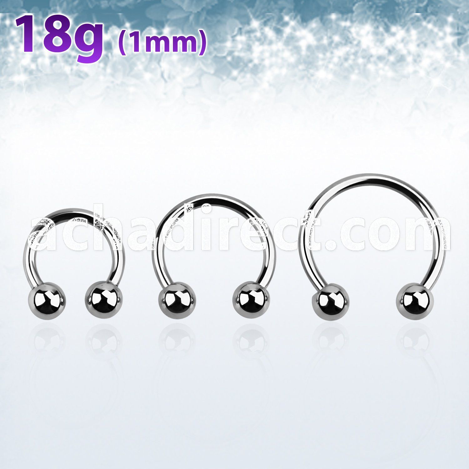 cb18b3 316l steel circular barbell 18g 1mm with 3mm balls