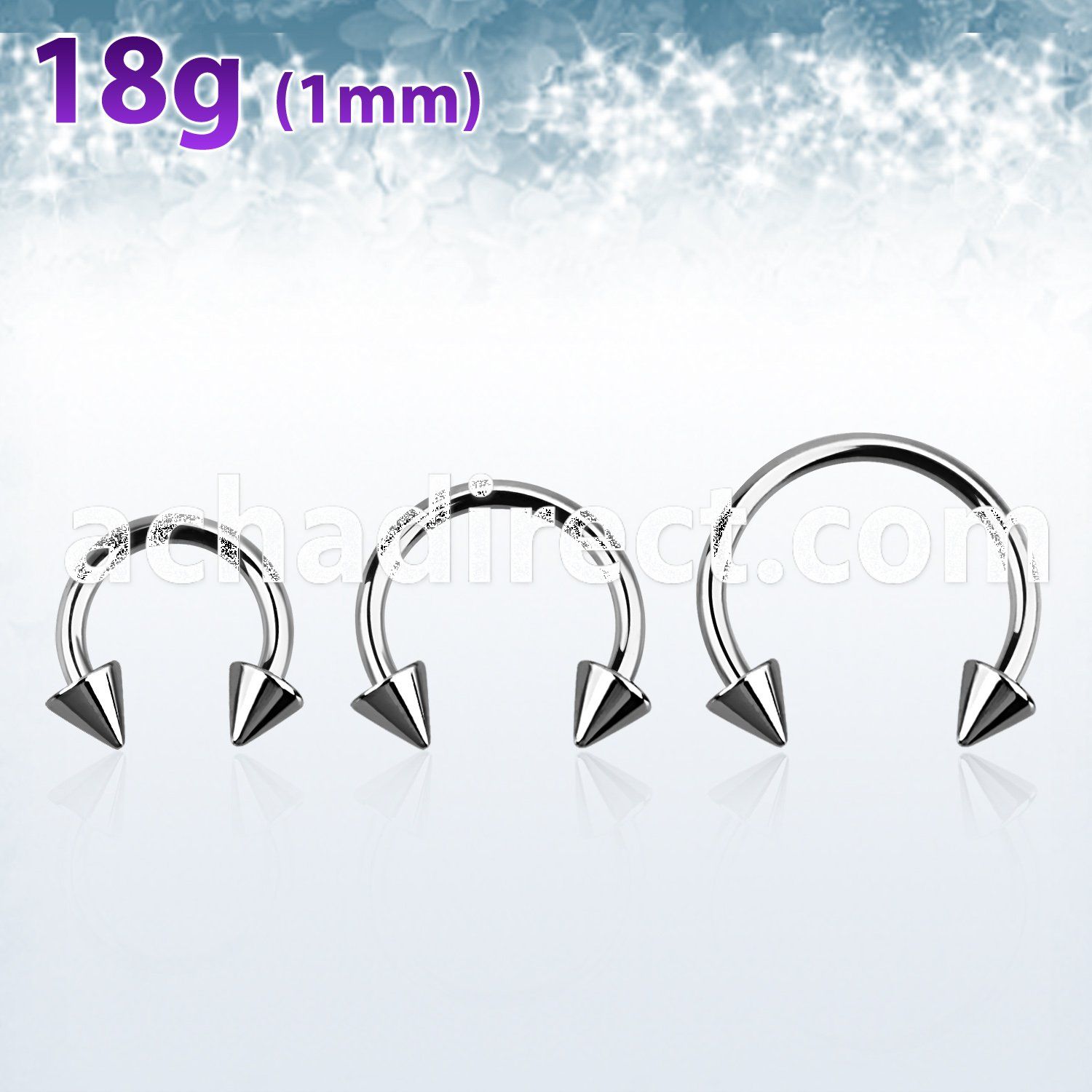 cb18cn3 316l steel circular barbell 18g 1mm with 3mm cones