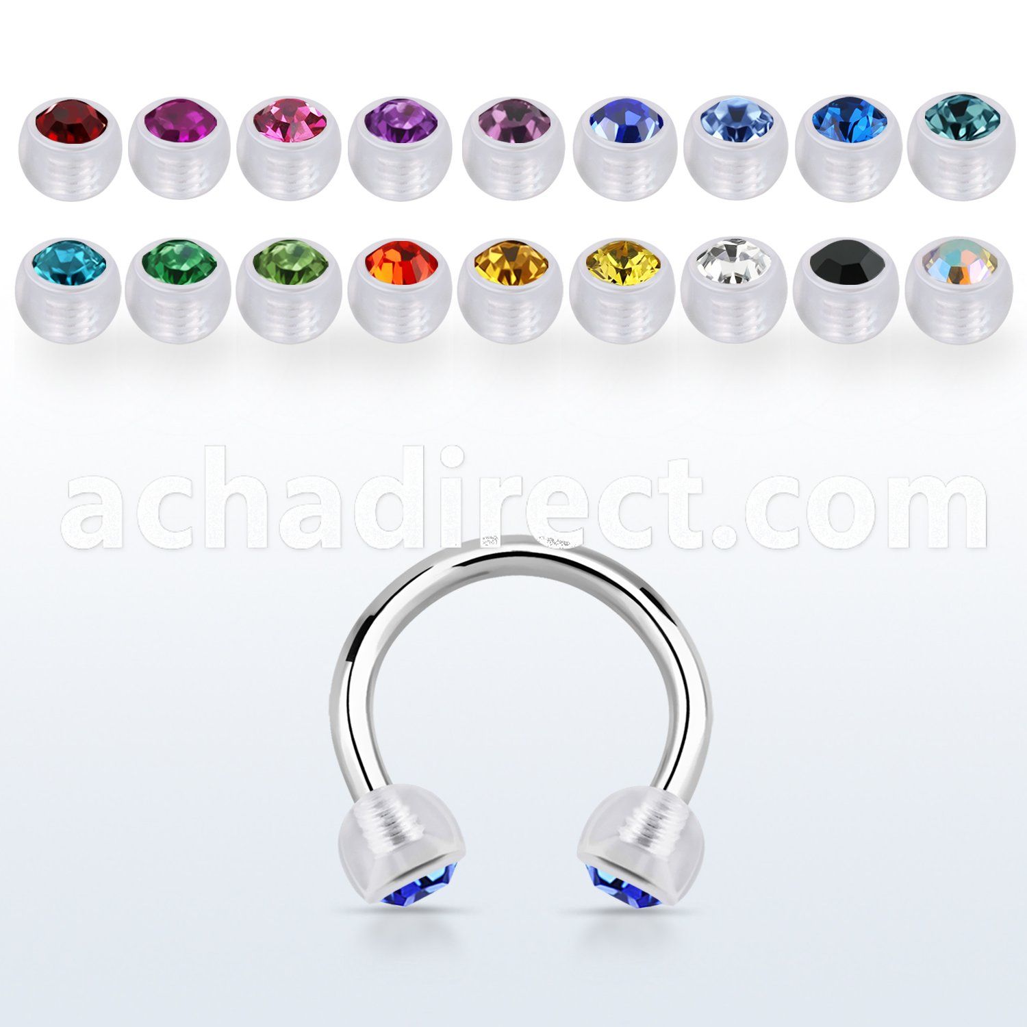 cbajb4 steel circular barbell w 4mm bio flex balls w crystals