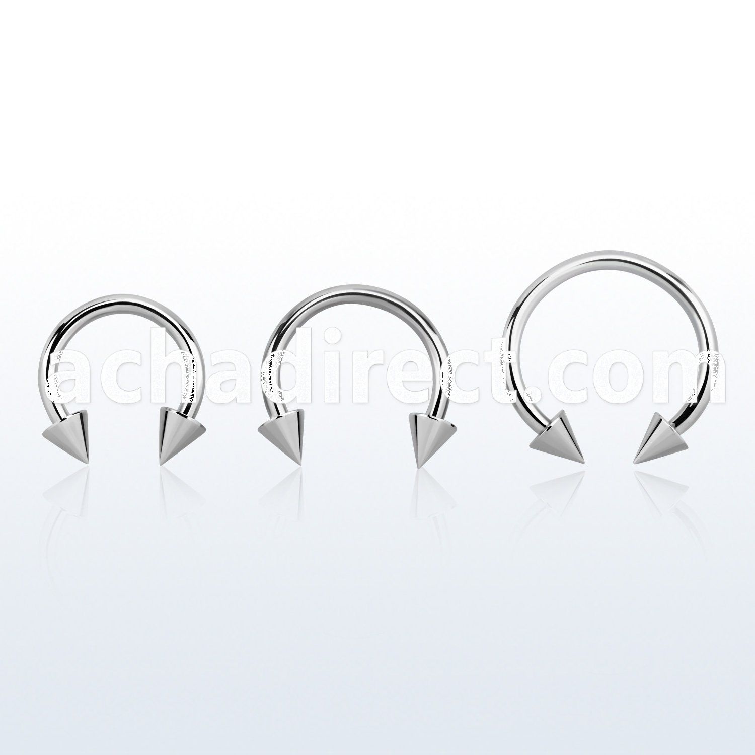 cbcnm 316l steel circular barbell, 14g (1.6mm) w 2 4mm cones