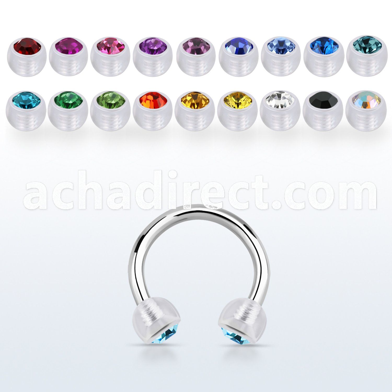 cbeajb4 steel circular barbell w 4mm bio flex balls w crystals