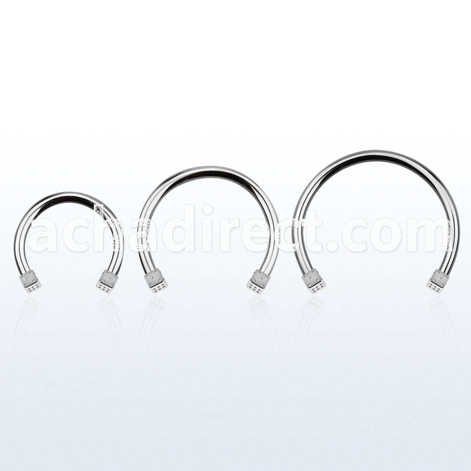 cbedi3l xxl 316l steel circular barbell, 16g w two 3mm dices