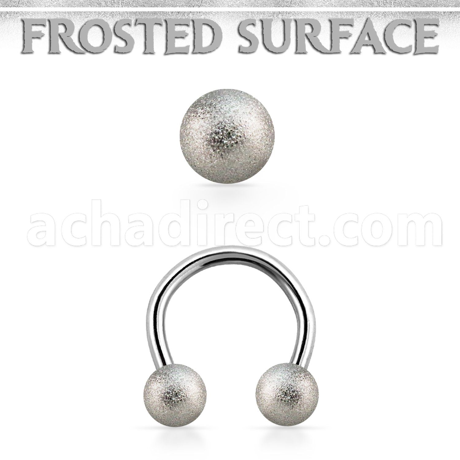 cbefo5 teel circular barbell w two 5mm frosted steel balls