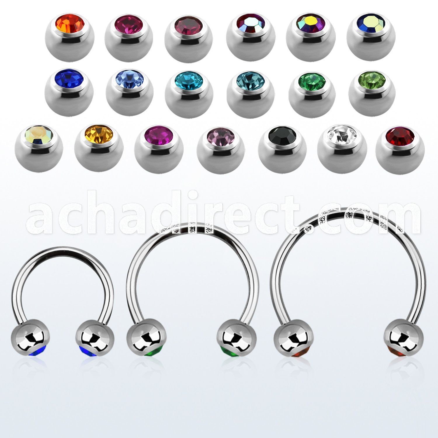 cbejb5l xxl steel circular barbell, 16g w 5mm jewel balls