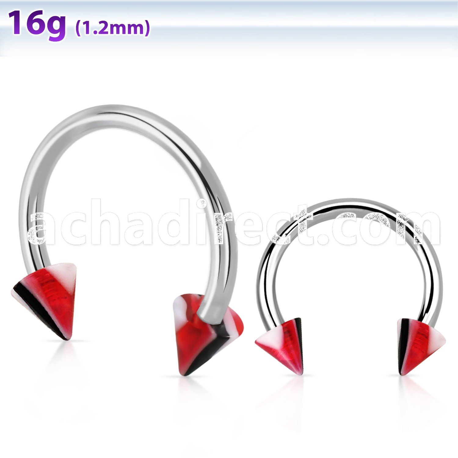 cbenaa 316l steel circular barbell with acrylic uv cone