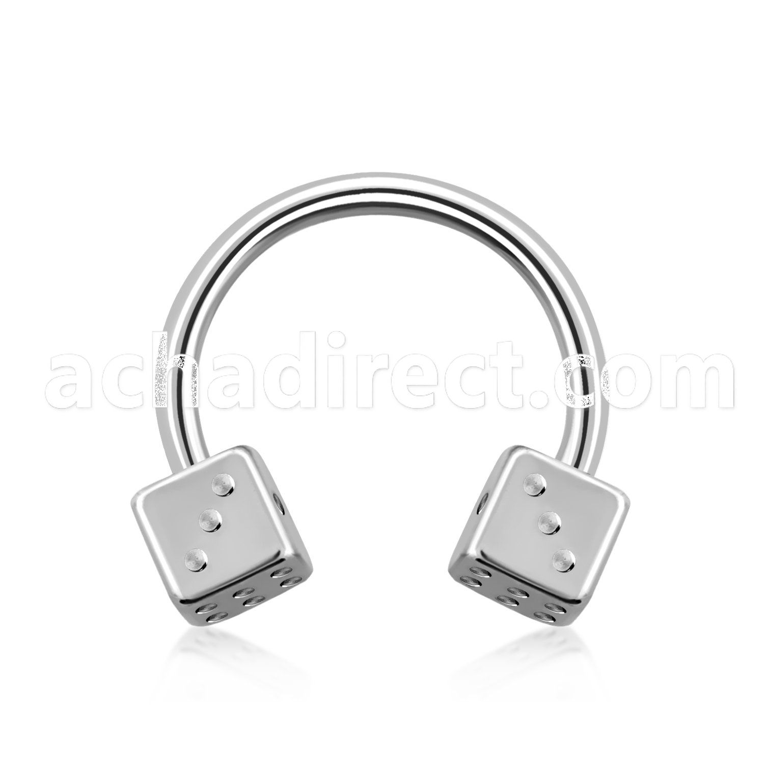 cbesdi 316l steel circular barbell with two 3mm dices