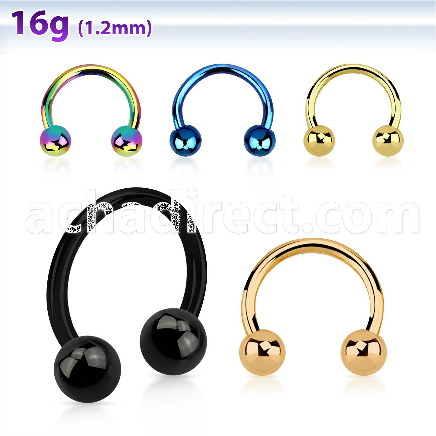 cbetb4 anodized 316l steel circular barbell with 3mm balls