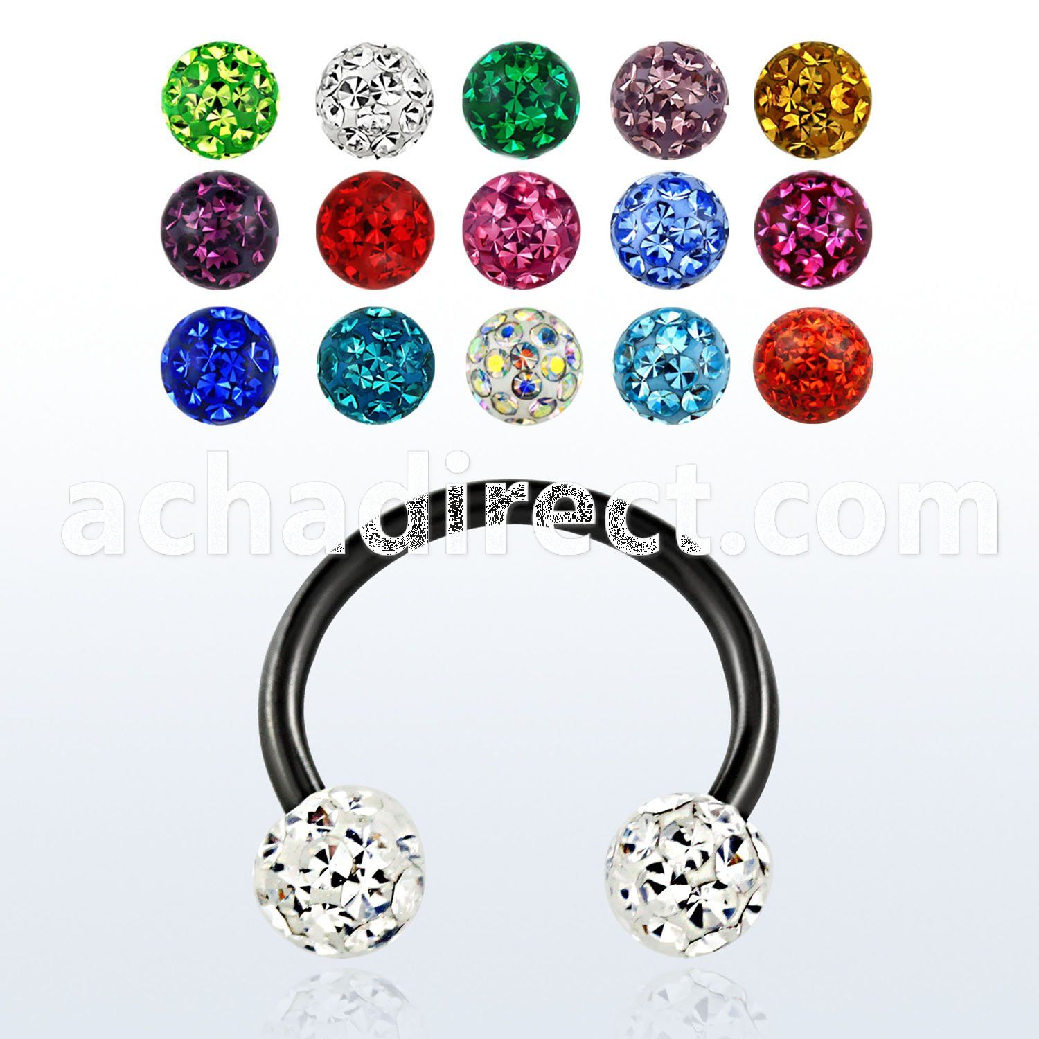 cbetf4 anodized 316l steel circular barbell with crystal ball
