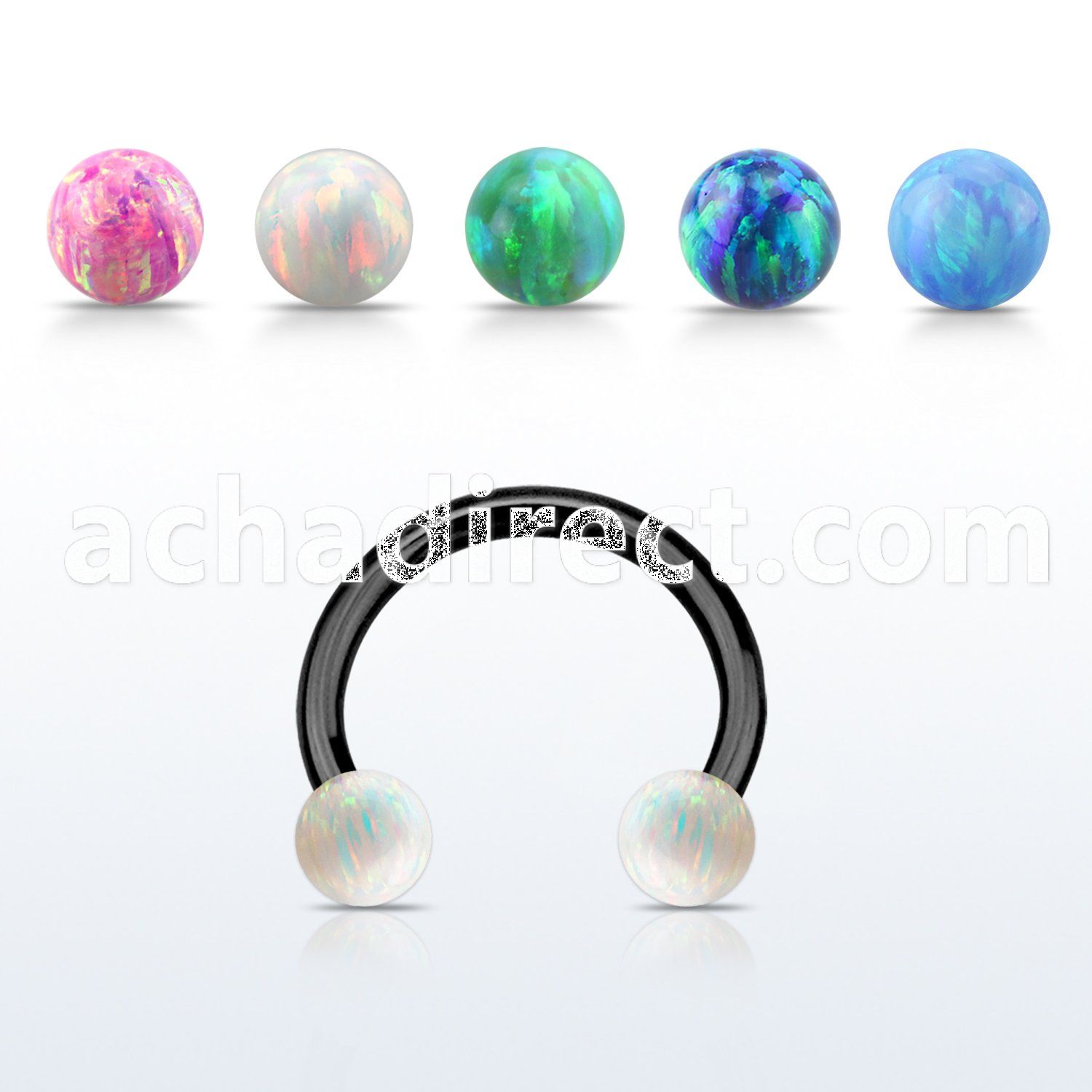 cbetop4 anodized steel circular barbell w 4mm opal balls